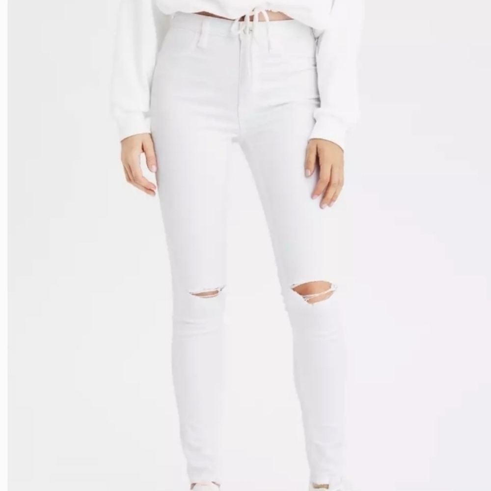 American Eagle White Super Stretch Super Hi-Rise Jegging